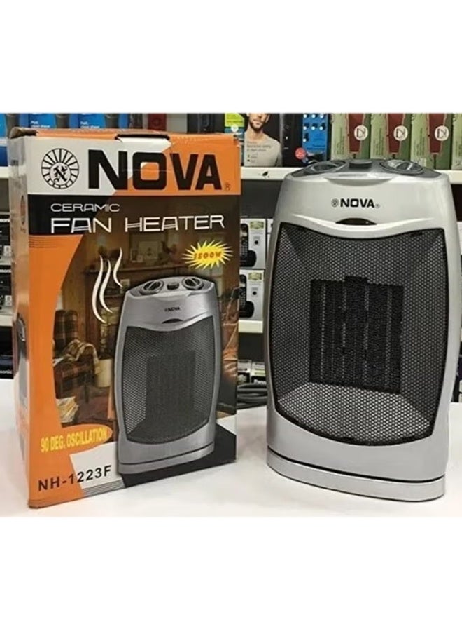 NOVA Ceramic Fan Heater 1500W NH-1223F Electric Heater with PTC Ceramic Heating Element, Overheat Protection, Oscillation, Compact Design for Home Office Use - Image 2